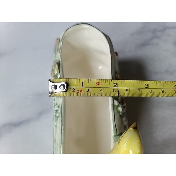 Ucagco Yellow Bird Ceramic Planter, Green Tree Trunk with Gold Gilding, Japan Vi - Picture 10 of 10